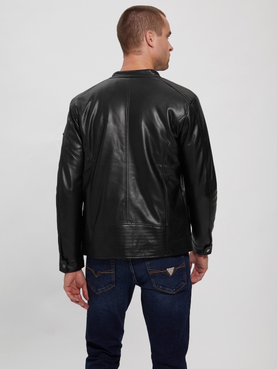 велосипедистко яке от изкуствена кожа Guess Jet Black