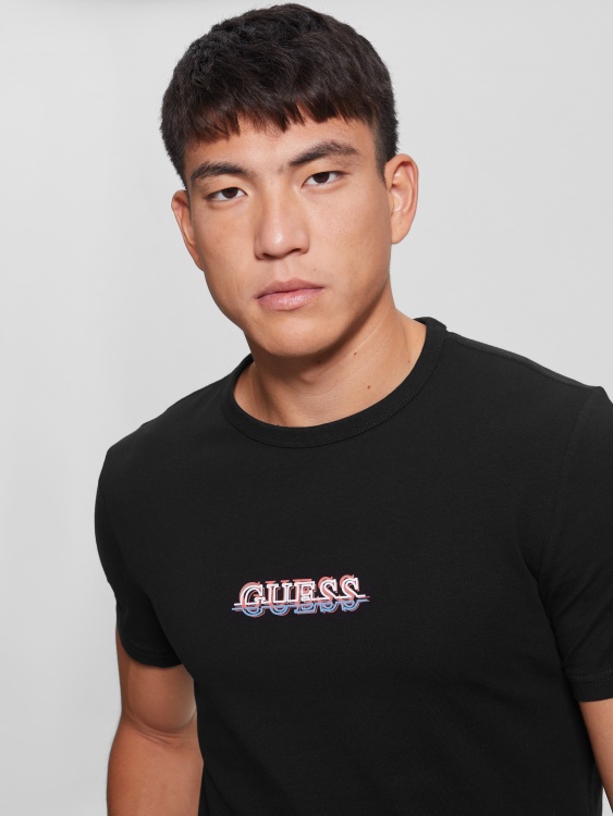 Guess черна тениска с лого Maksim