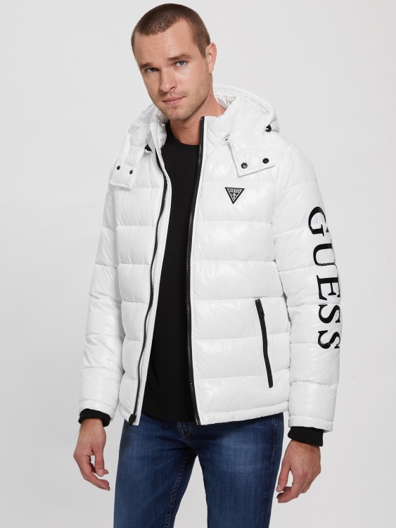 пухено яке с чисто бяло мулти лого на Anthony Guess