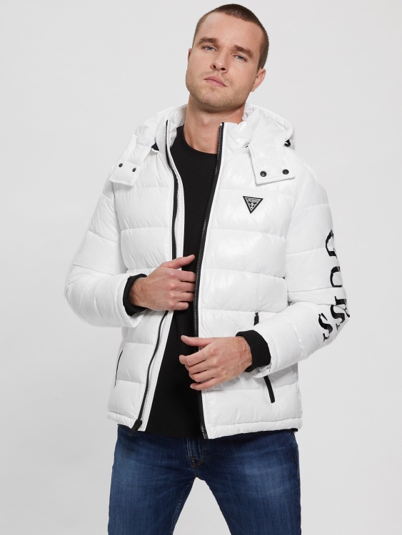 пухено яке с чисто бяло мулти лого на Anthony Guess