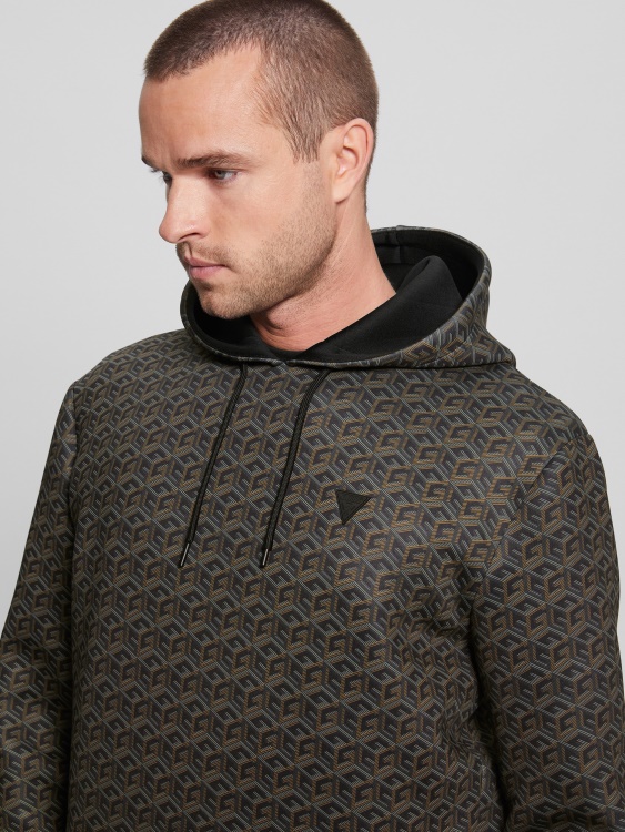 Colin Logo Hoodie Macro G Cube Brown Combo Guess