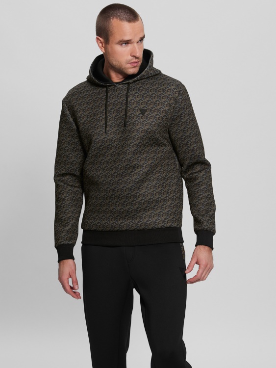 Colin Logo Hoodie Macro G Cube Brown Combo Guess