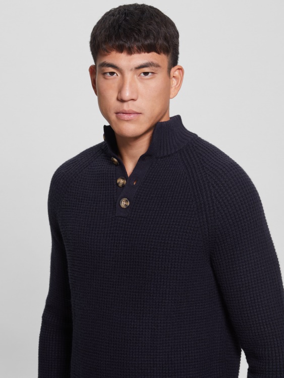 син елегантен еко вафлен пуловер Guess