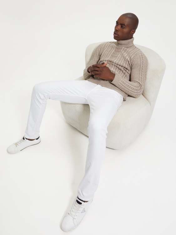 Phil кабелен пуловер от смес от вълна Guess комбинация от естествен хедър