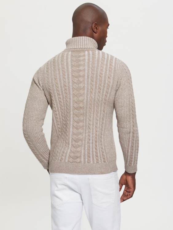 Phil кабелен пуловер от смес от вълна Guess комбинация от естествен хедър