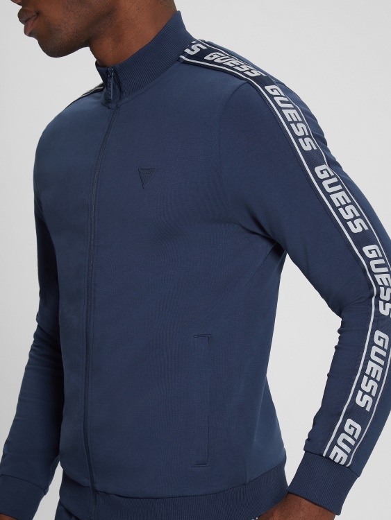 костюм Guess Eco Arlo лого лента цип копринено синьо