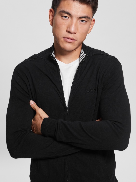 жилетка Guess Jet Black Eco Ralphie с цип отпред