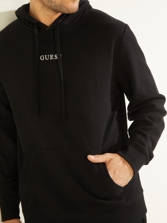 суичър с качулка с лого на Eco Roy Jet Black Guess