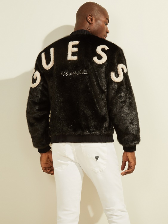 силно голямо яке от изкуствена кожа Guess Jet Black