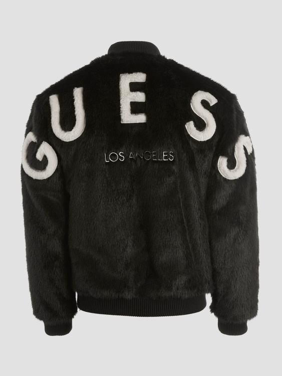 силно голямо яке от изкуствена кожа Guess Jet Black