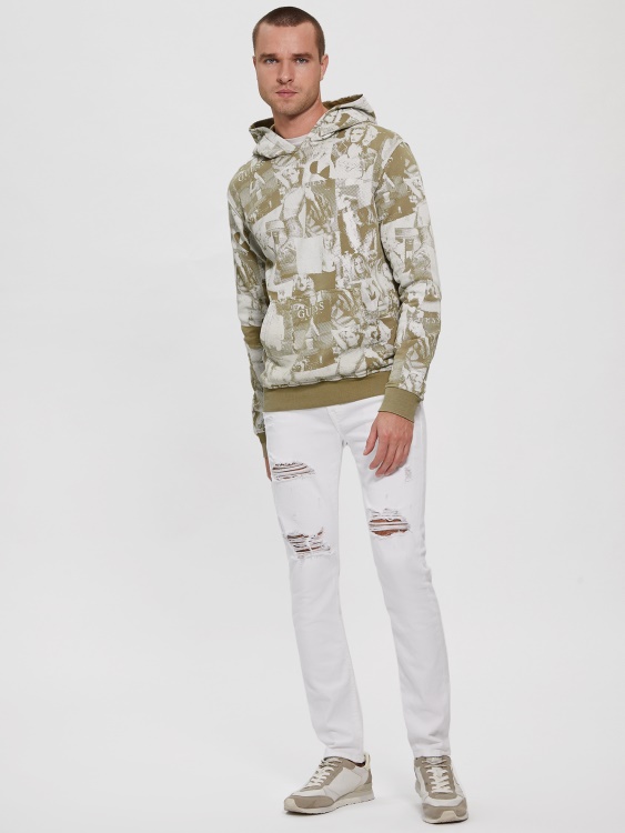 Алберико модел колаж суичър с полар Allover Impact Grey Guess