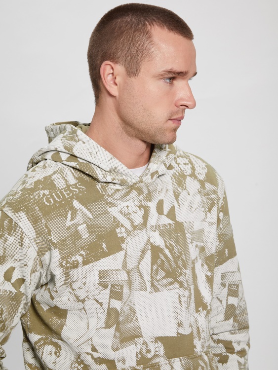 Алберико модел колаж суичър с полар Allover Impact Grey Guess