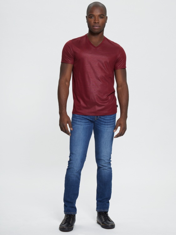тениска с V-образно деколте Mason Yoke Vino Guess