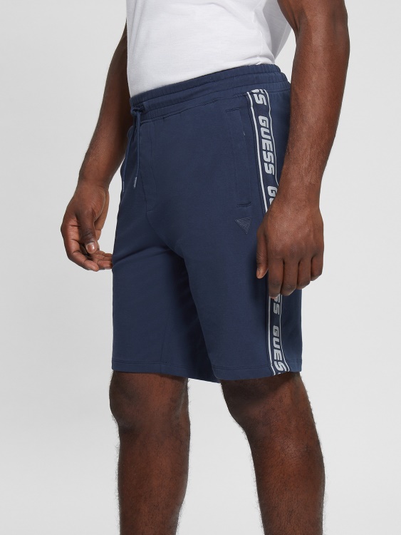 Guess Eco Arlo Logo Tape Shorty Copied Blue