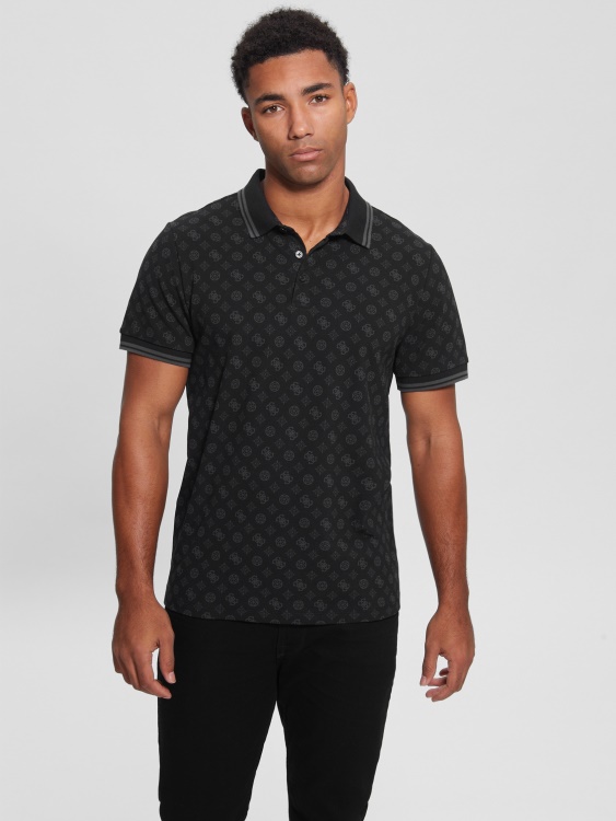 Guess Peony лого черен Guess Olympic Pique Peony Polo