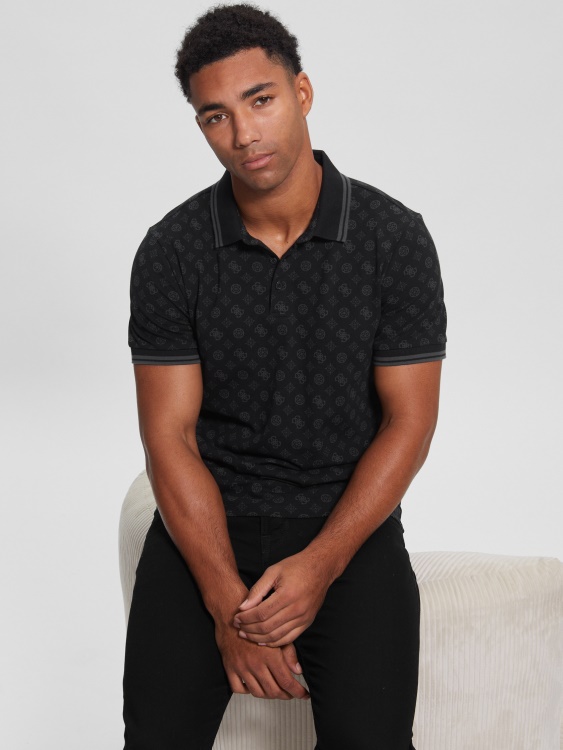 Guess Peony лого черен Guess Olympic Pique Peony Polo