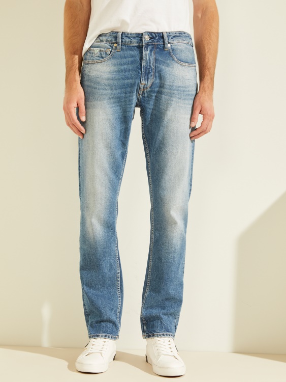 Everett измий обикновени прави избелели дънки Guess