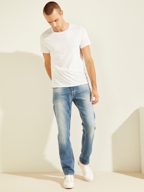 Everett измий обикновени прави избелели дънки Guess