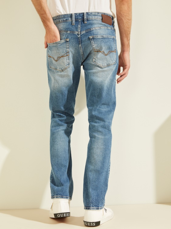 Everett измий обикновени прави избелели дънки Guess
