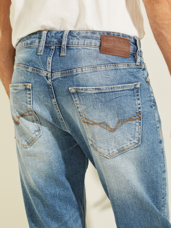 Everett измий обикновени прави избелели дънки Guess