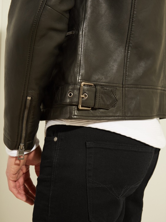 кожено мотоциклетско яке Guess Jet Black