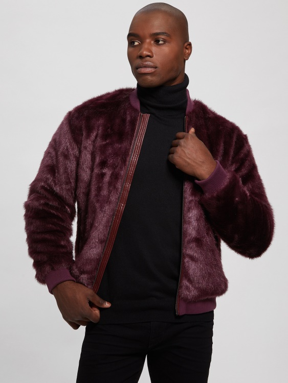 летно яке с лого от изкуствена кожа Guess Regal Plum