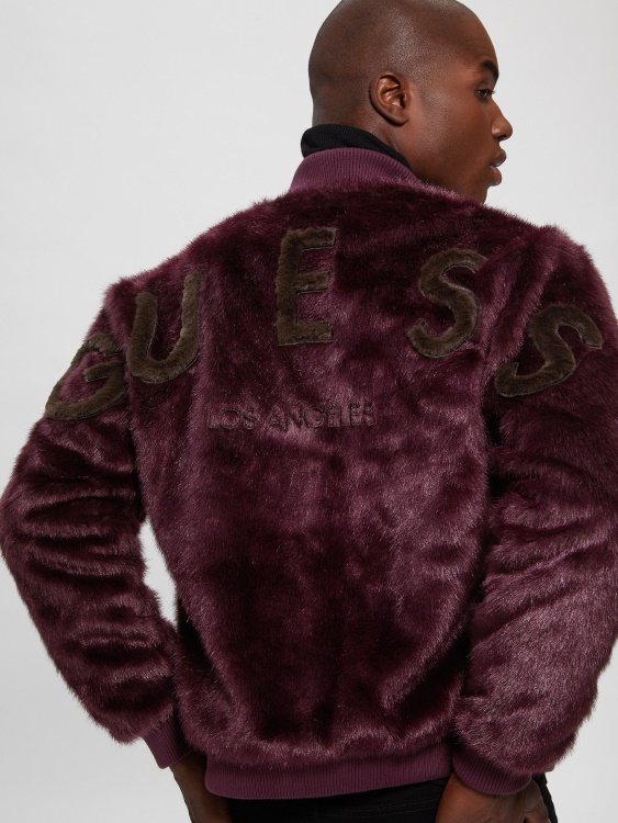 летно яке с лого от изкуствена кожа Guess Regal Plum