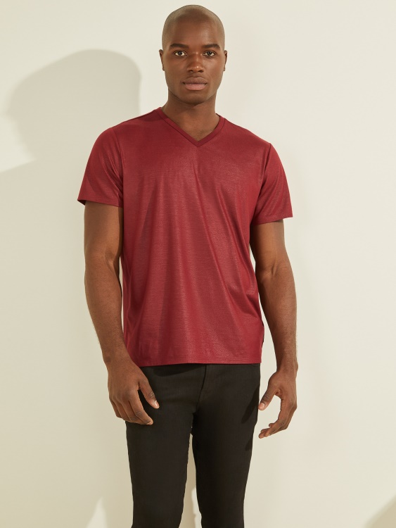Тениска с V-образно деколте Mason Guess Pinot Noir A586
