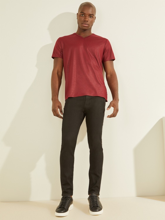 Тениска с V-образно деколте Mason Guess Pinot Noir A586
