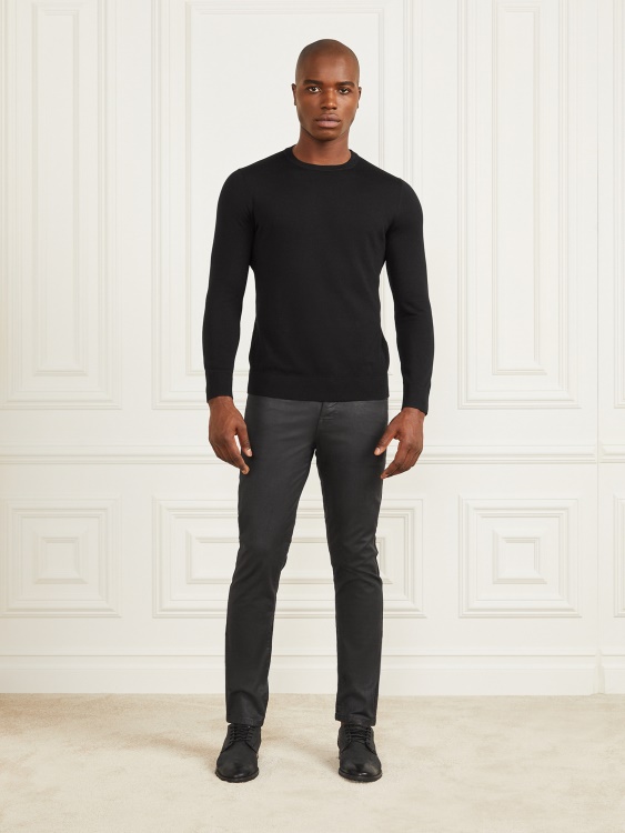 дънки Orlando Guess ефект черна кожа