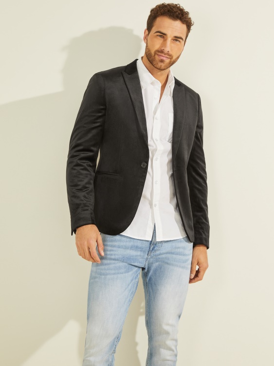 черен кадифен блейзър Guess Fulham
