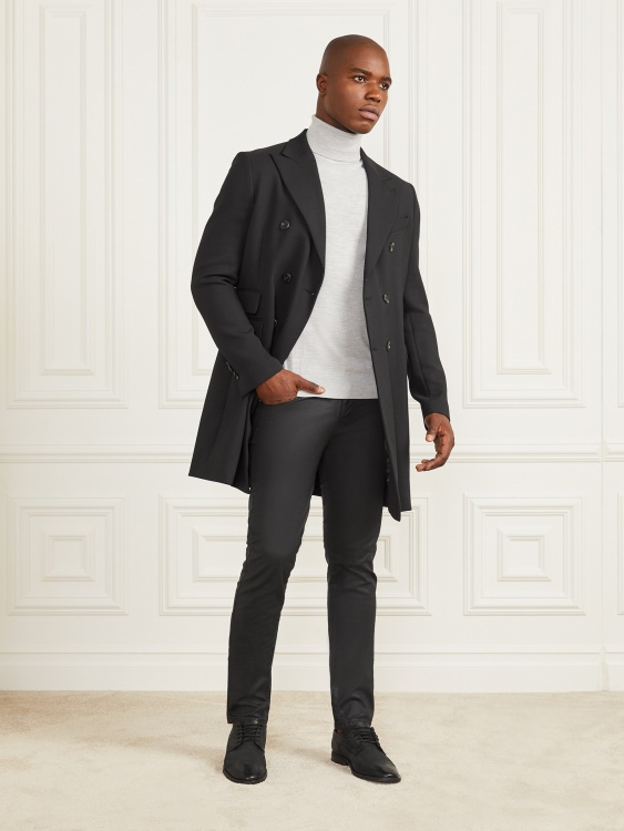 кафяво черно Guess вечерно двуредно палто