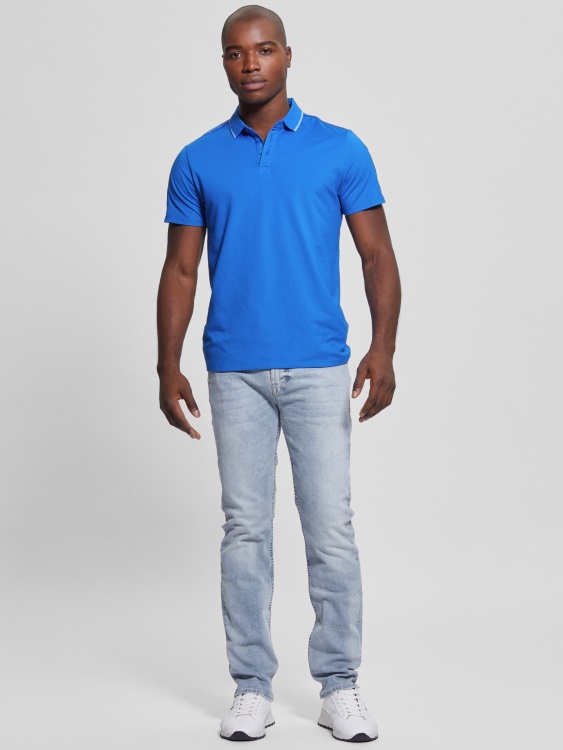 Guess Paul Pique Tape поло тениска ярко Zaffre