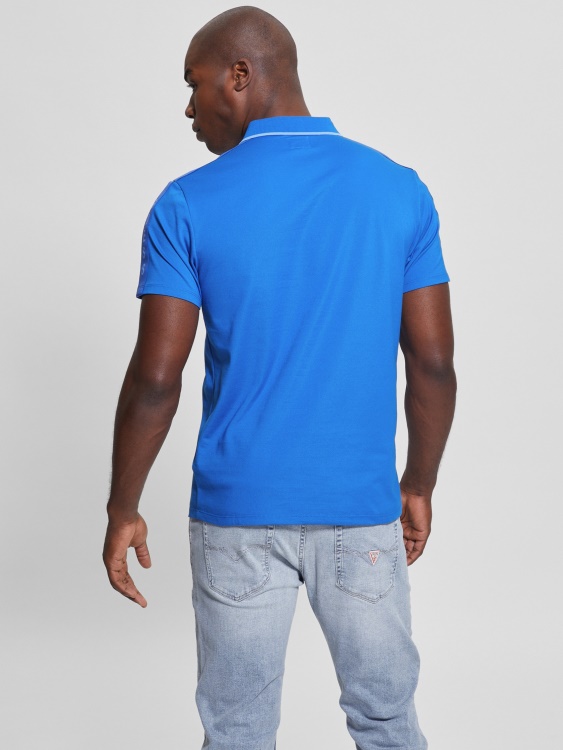 Guess Paul Pique Tape поло тениска ярко Zaffre
