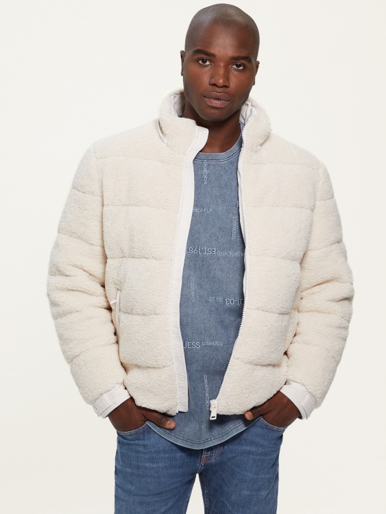 плюшено пухено яке с приглушен камък Guess
