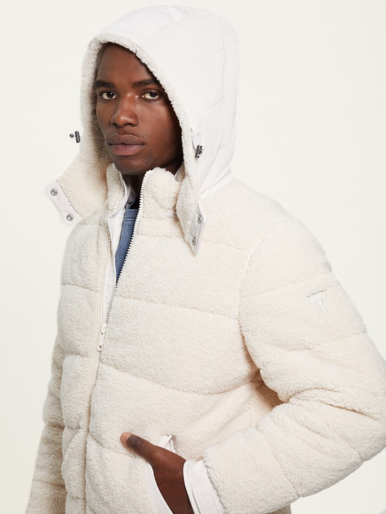 плюшено пухено яке с приглушен камък Guess