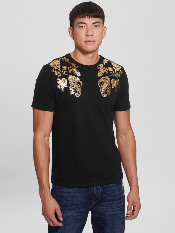 черна еко тениска с пейсли Guess