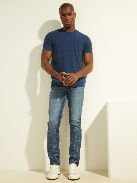 Eli измита тениска Guess Indigo Multi
