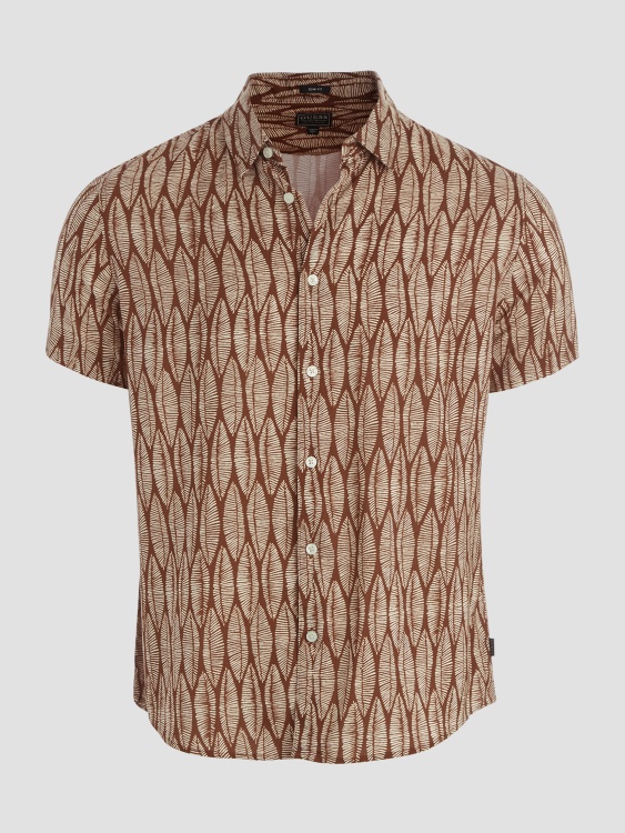 Eco Leaves риза с къс ръкав Guess гравирани подплатени листа