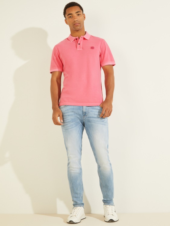 Guess розово сияещо розово изпрано поло