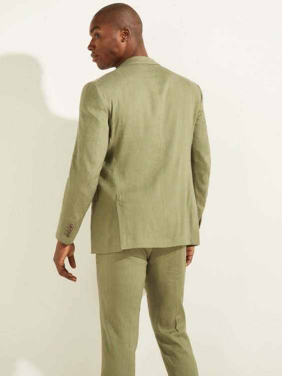 Guess едноредно блейзър от смес от лен мъхестозелен