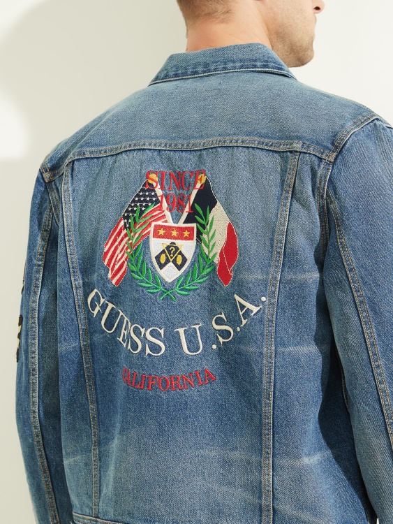 Guess True Blue Dillon яке с бродирани знамена