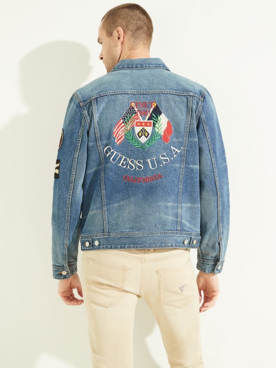 Guess True Blue Dillon яке с бродирани знамена