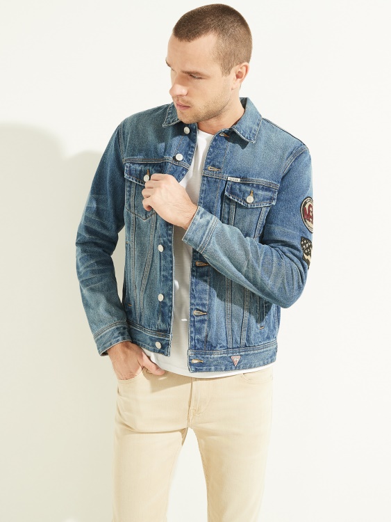 Guess True Blue Dillon яке с бродирани знамена