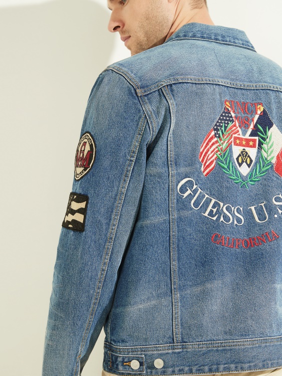 Guess True Blue Dillon яке с бродирани знамена