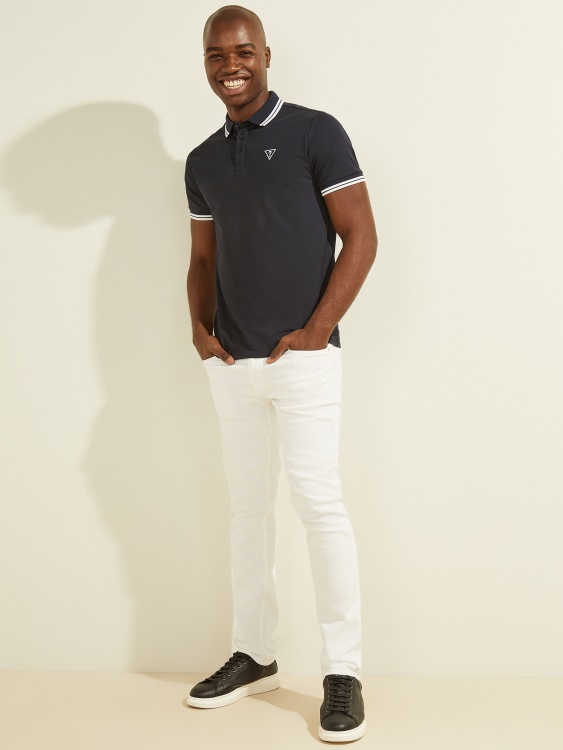 Guess стилна синя поло тениска със спортно пике лого