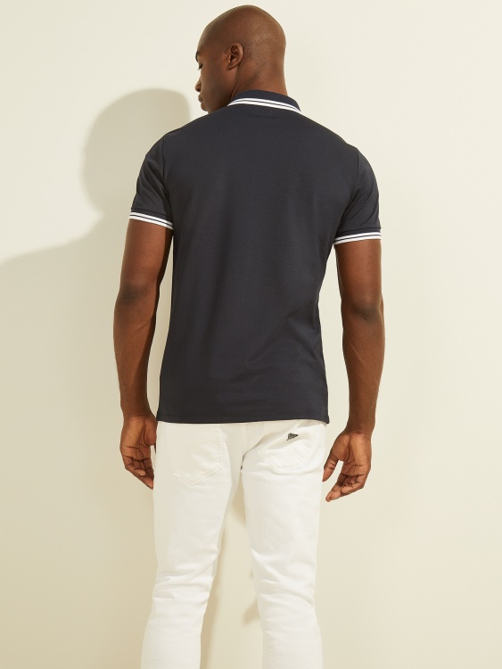 Guess стилна синя поло тениска със спортно пике лого