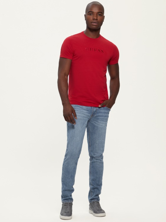Guess тениска с бродирано лого чили червено
