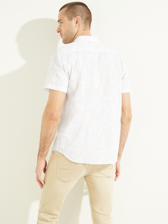 чисто бяла риза Guess с бродирани цветя