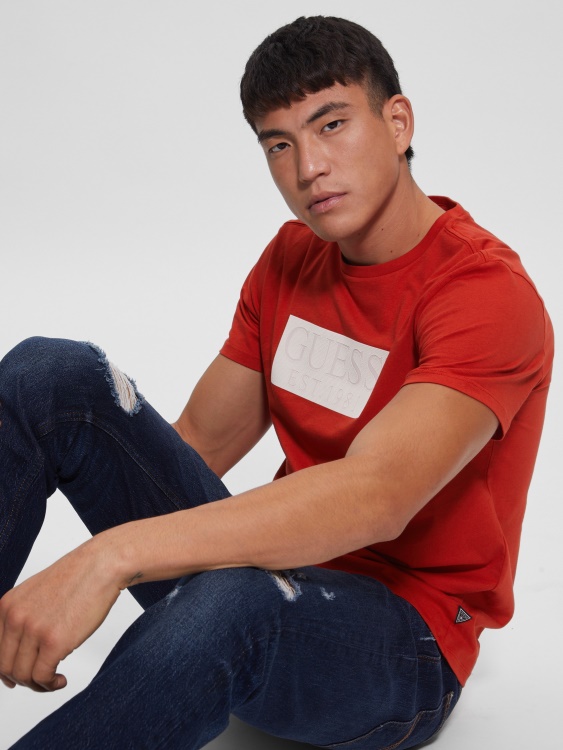 тениска Guess Eco Logo Vulcan Red